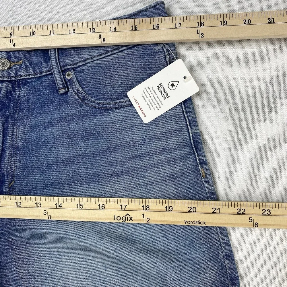Lucky Brand Women's Sz 12/31 90s‎ Midi Shorts High Rise Raw Hem Medium Wash